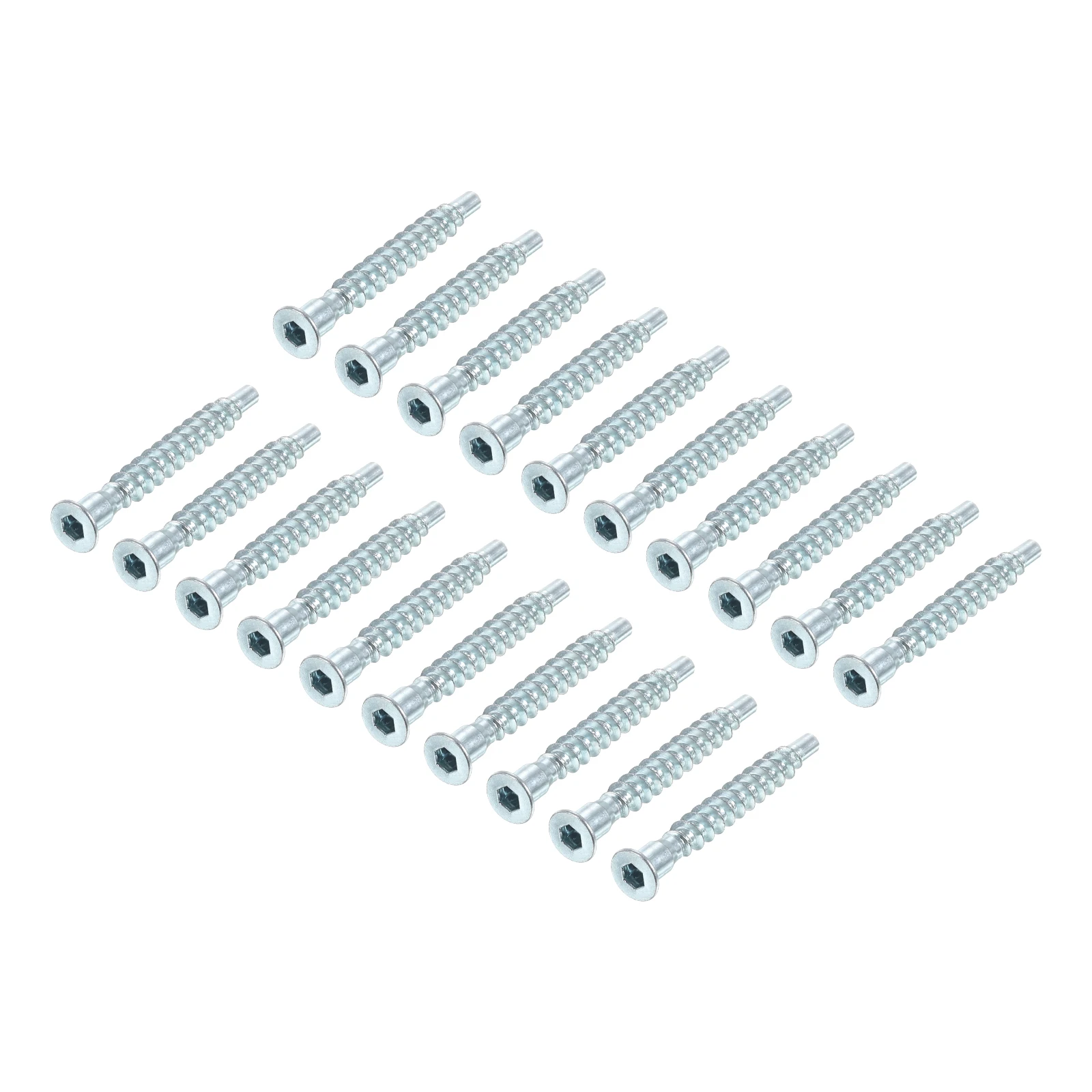 20/50/100pcs Furniture Confirmat Screw Hex Socket Wood Screws Zinc Plated Countersunk Self-Tapping Furniture Connecting Screw